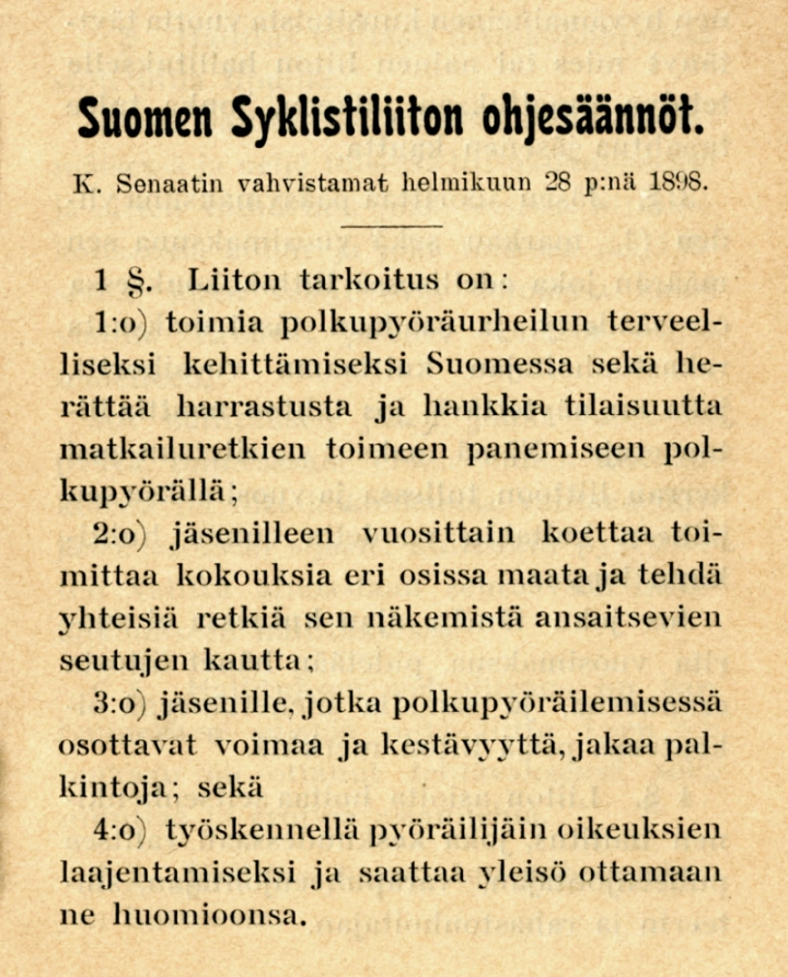 Suomen Pyöräilyn synty
